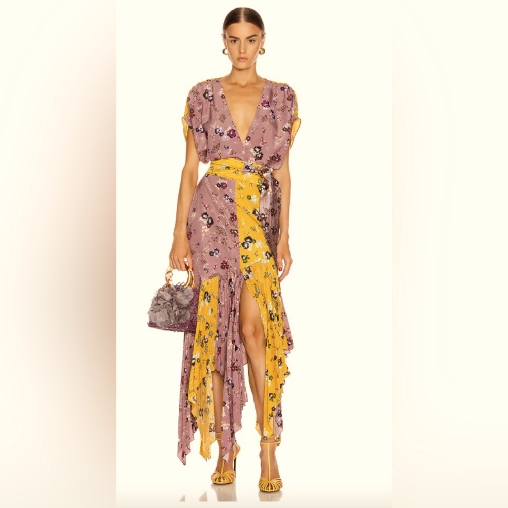 Silvia Tcherassi Drustil Dress Lavender/Yellow Flrl Sz S